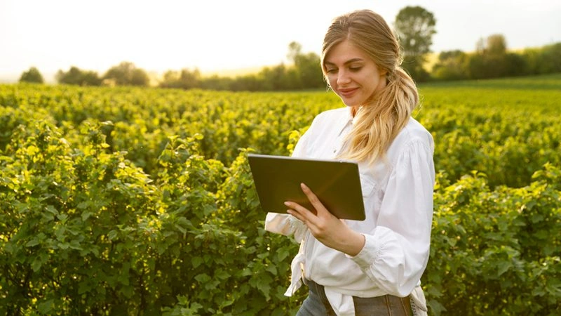 Imagem do blog com fazendeira no campo